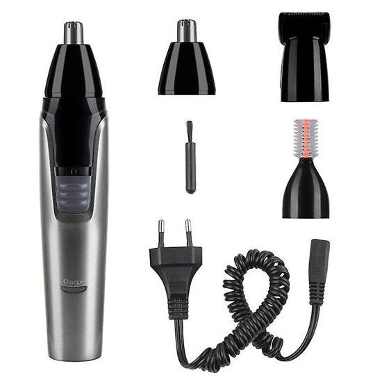 Rechargeable 3-in-1 Nose Hair Shaver and Beard Trimmer for men with interchangeable heads - Eagalite