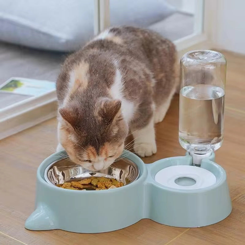 2-in-1 Cat Bowl and Water Dispenser – Automatic Feeder for Dogs and Cats Product Display Use Cat - Eagalite