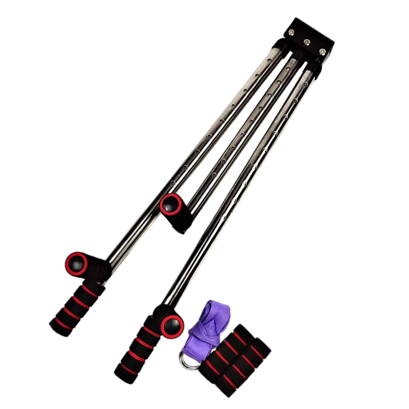 Package contents of the 3 Bar Leg Stretcher including the main device and belt - Eagalite