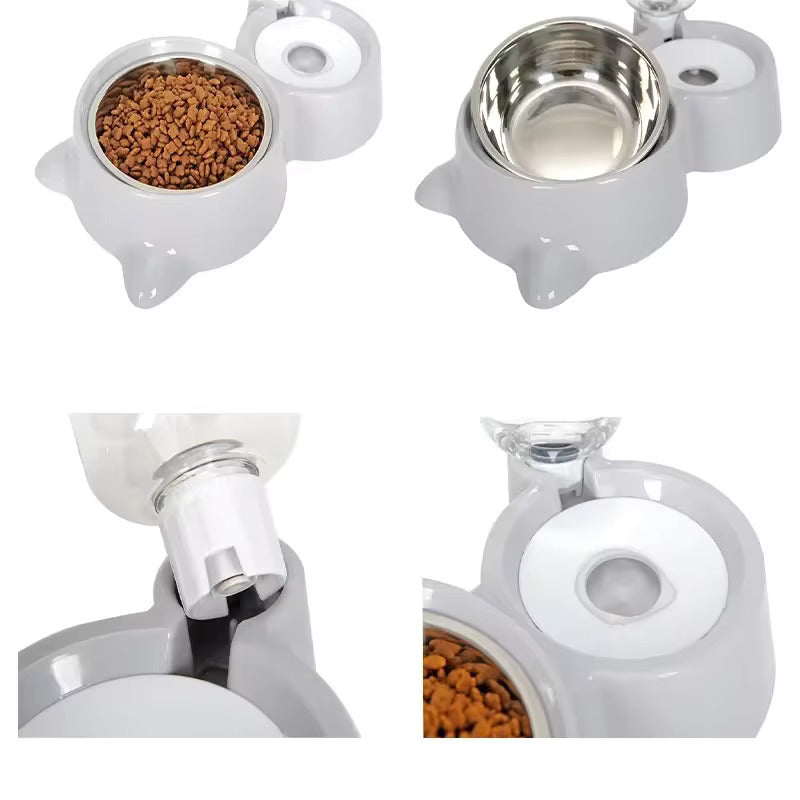 2-in-1 Cat Bowl and Water Dispenser – Automatic Feeder for Dogs and Cats Product Display - Eagalite