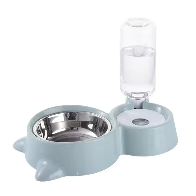 2-in-1 Cat Bowl and Water Dispenser – Automatic Feeder for Dogs and Cats Blue - Eagalite