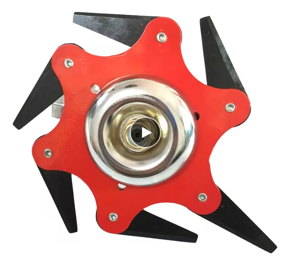 Universal 6-Blade Trimmer Head for lawn mowers viewed from the top, showing the blades in a standard position 4 - Eagalite