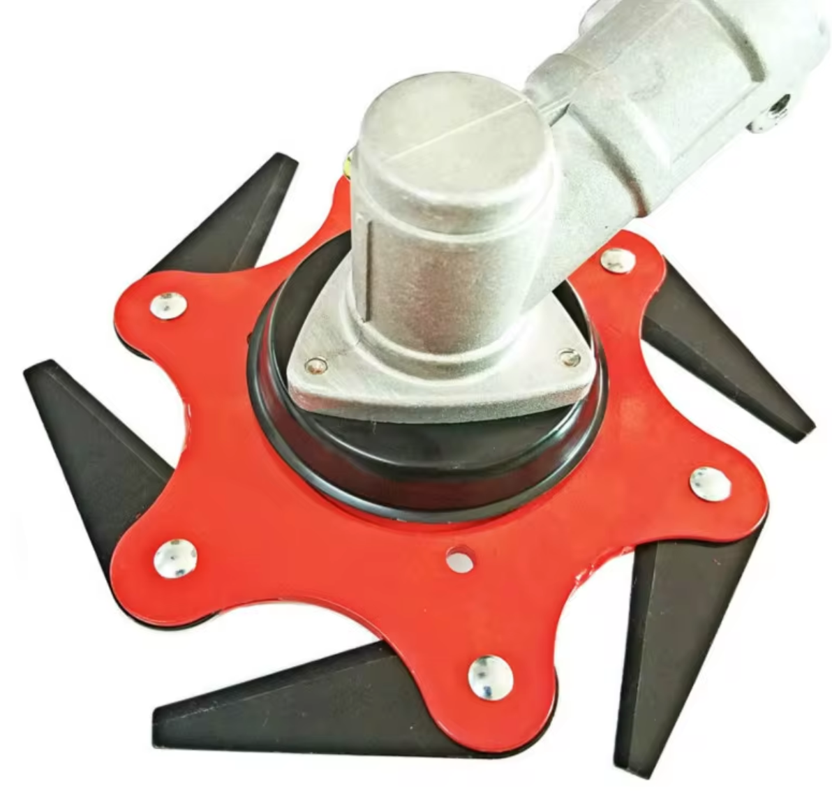 Universal 6-Blade Trimmer Head for lawn mowers viewed from the top, showing the blades in a standard position 2 - Eagalite