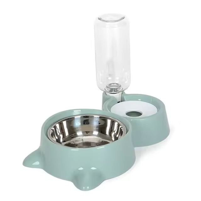 2-in-1 Cat Bowl and Water Dispenser – Automatic Feeder for Dogs and Cats Green - Eagalite