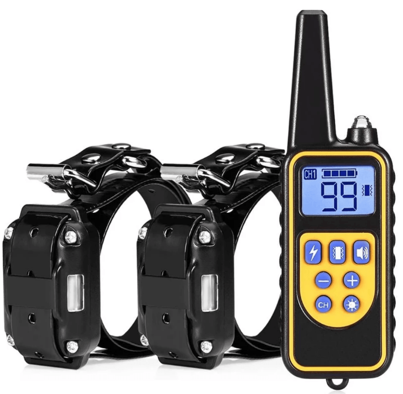 Waterproof Dog Training Shock Collars with remote control. Features 2 collars - Eagalite