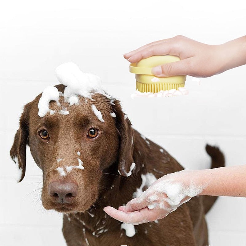 Puppy Dog Bath Shampoo Brush Yellow And A Dog Being Bathed - Eagalite