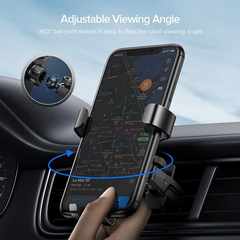 Car Air Vent Mount Smart Phone Holder For iPhone And Samsung Alloy Gravity Holder Features On A Car Adjustable Viewing Angle - Eagalite