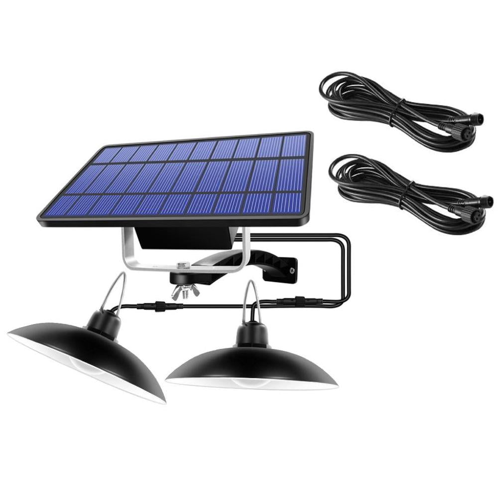 IP65 Waterproof Single/Double Head Solar Outdoor Lights With Cable Double Head - Black / Warm White Light - Eagalite