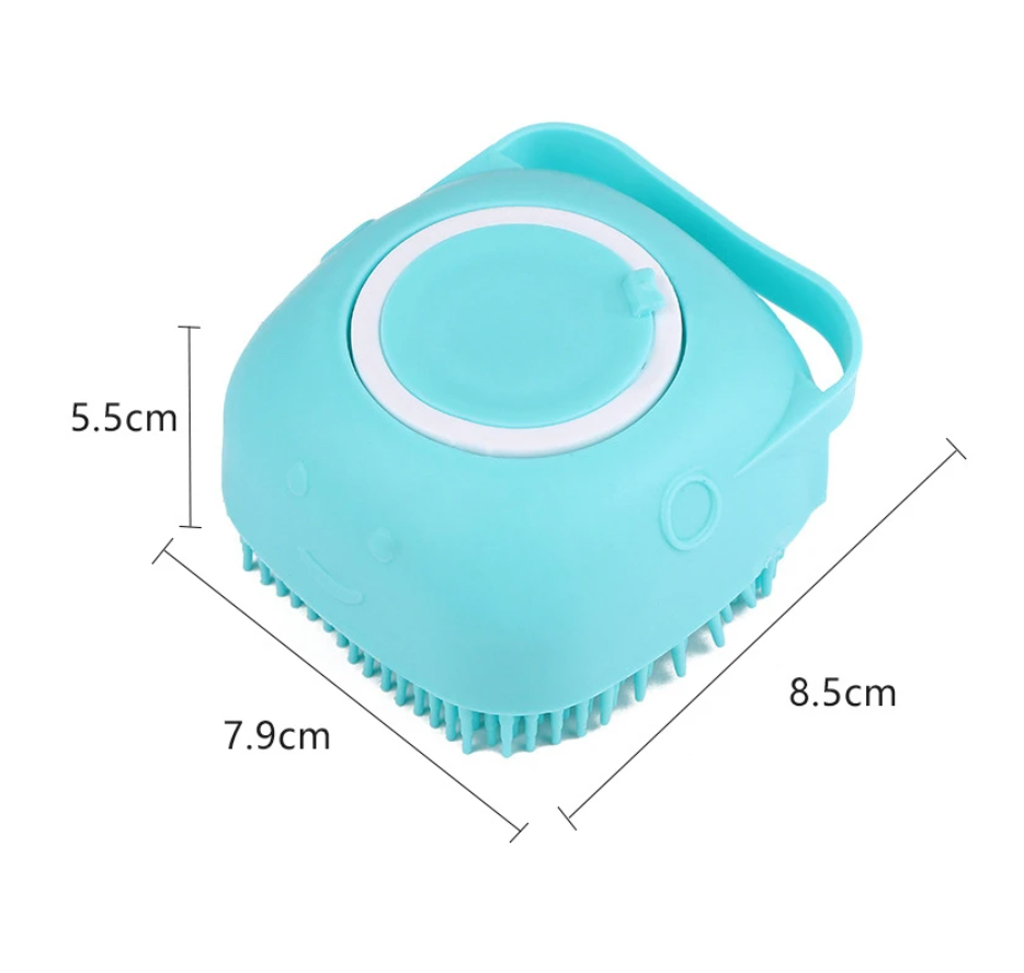 Size Specifications Being Shown Of A Blue Puppy Dog Bath Shampoo Brush - Eagalite